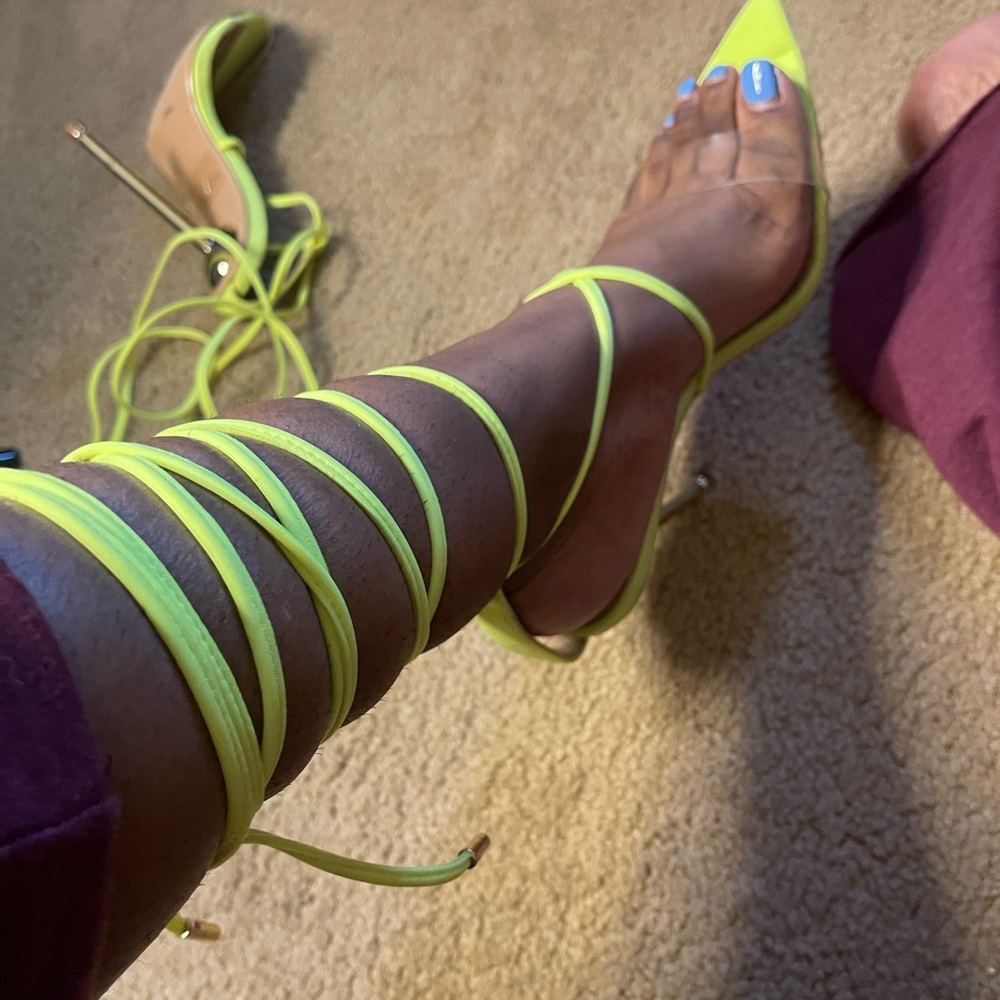 Lime Green Strappy Heels